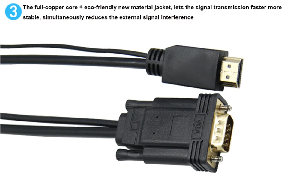 VGA к HDMI кабель с аудио USB источник питания 1080P VGA HDMI адаптер конвертер мужчин и мужчин для ноутбук с HDTV проектор Ps3 Xbox