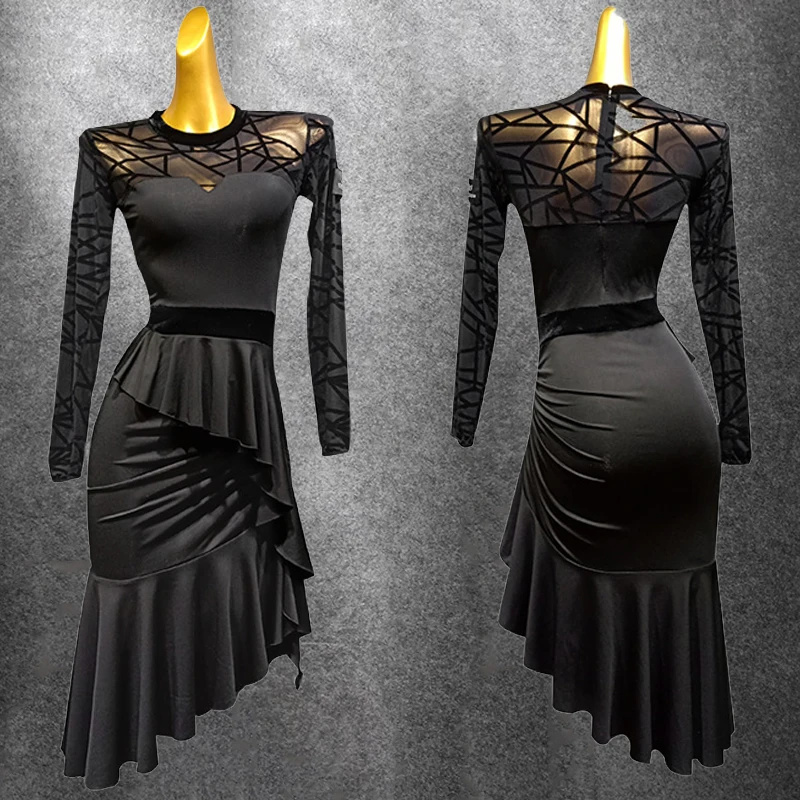 Женское платье для латиноамериканских танцев вечерние нее костюм выступлений с