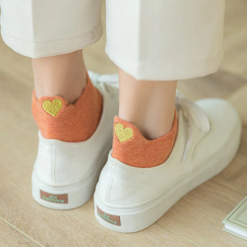 

Fashion Socks Woman 2020 New Spring 4 Pairs Ankle Girls Cotton Color Novelty Women Fashion Cute Heart Casual Funny Sock