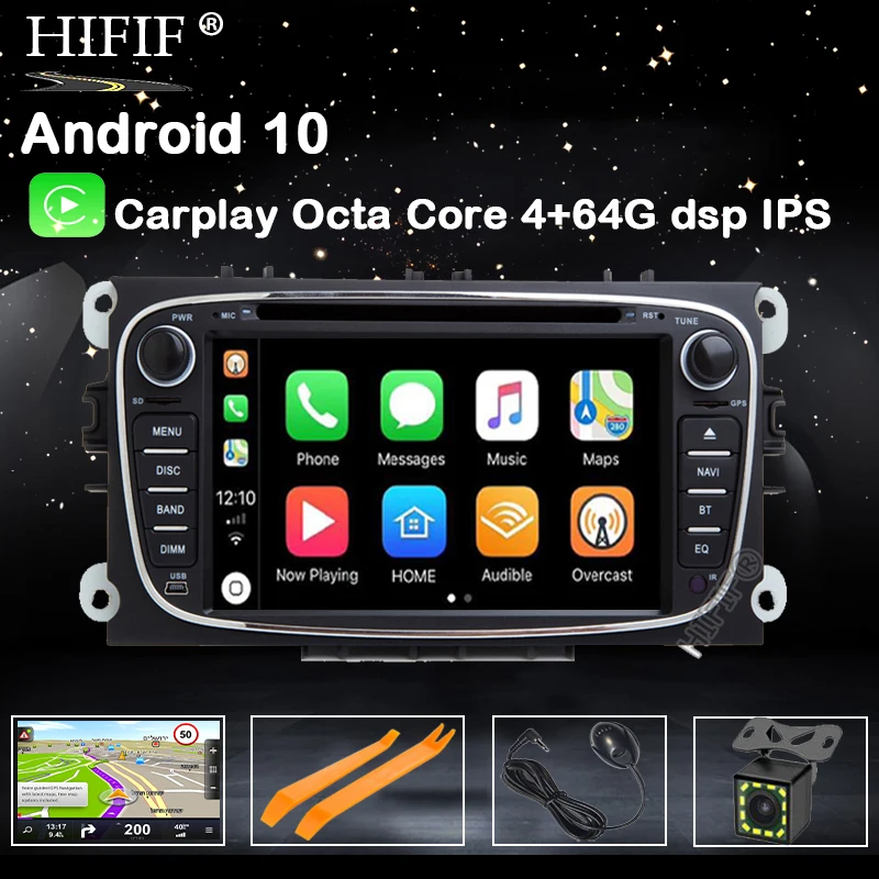 DSP IPS экран 4G android 10 2 din Автомобильный мультимедийный плеер для FORD FOCUS Mondeo S MAX Galaxy kuga