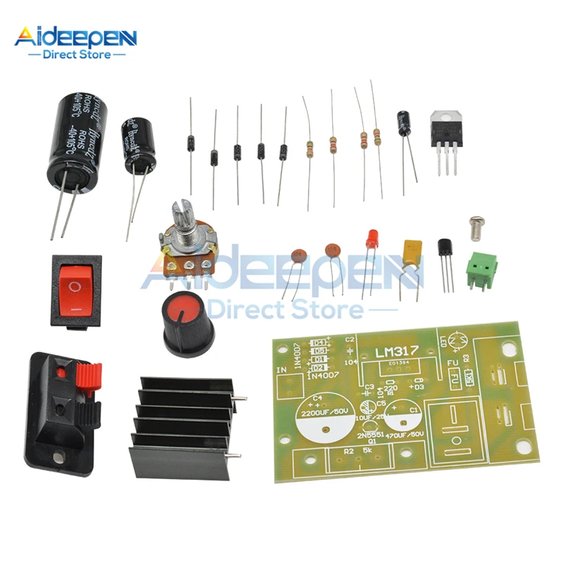 Регулируемый понижающий модуль напряжения LM317 переменный ток/DC-DC набор для