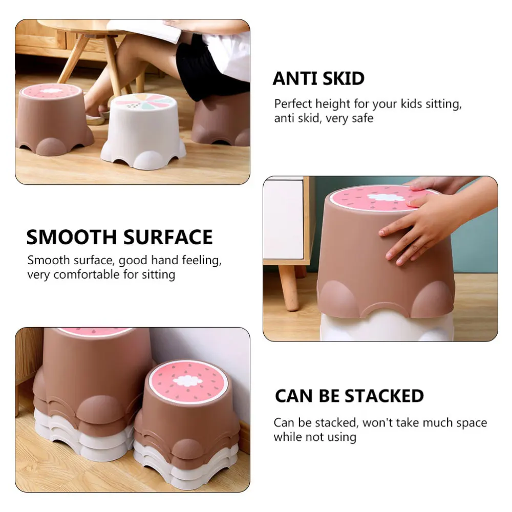 

3Pcs Household Low Stools Cartoon Pattern Stools Children Bathroom Stools