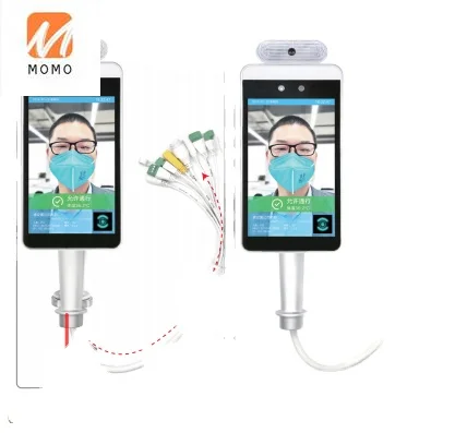 

AI 8inch dynamic non-contact thermal facial recognition system stand device body temperature measurement door access control