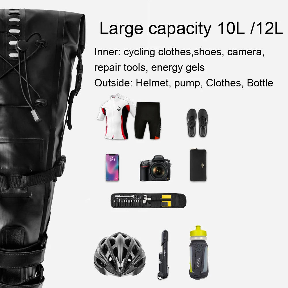 NEWBOLER Bike Waterproof Bicycle Saddle Bag Reflective Large Capacity Foldable Tail Rear Cycling MTB Trunk Pannier Black | Спорт и
