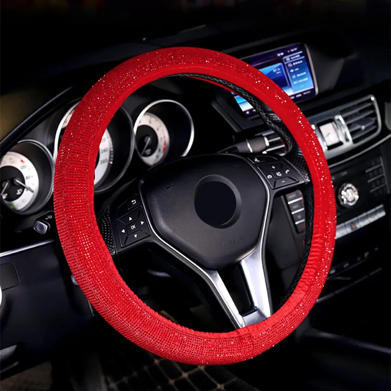 Красные стразы накладки на рулевое колесо красные аксессуары для салона