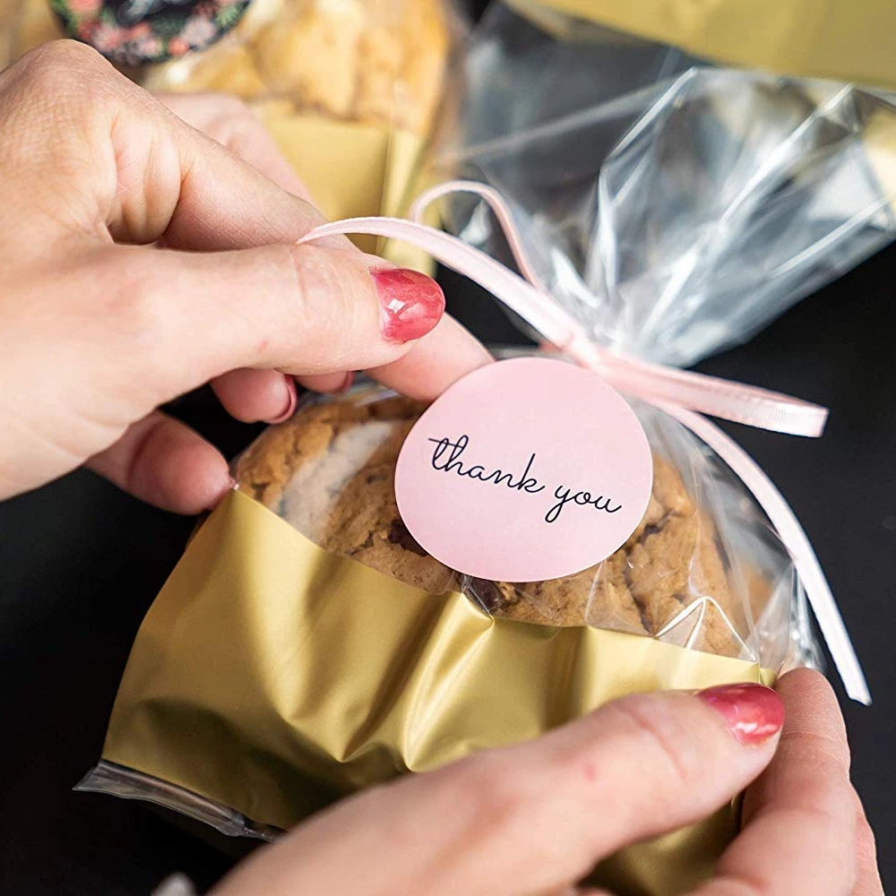 Благодарственные наклейки 1 дюйм Розовые для компании подарок на день рождения