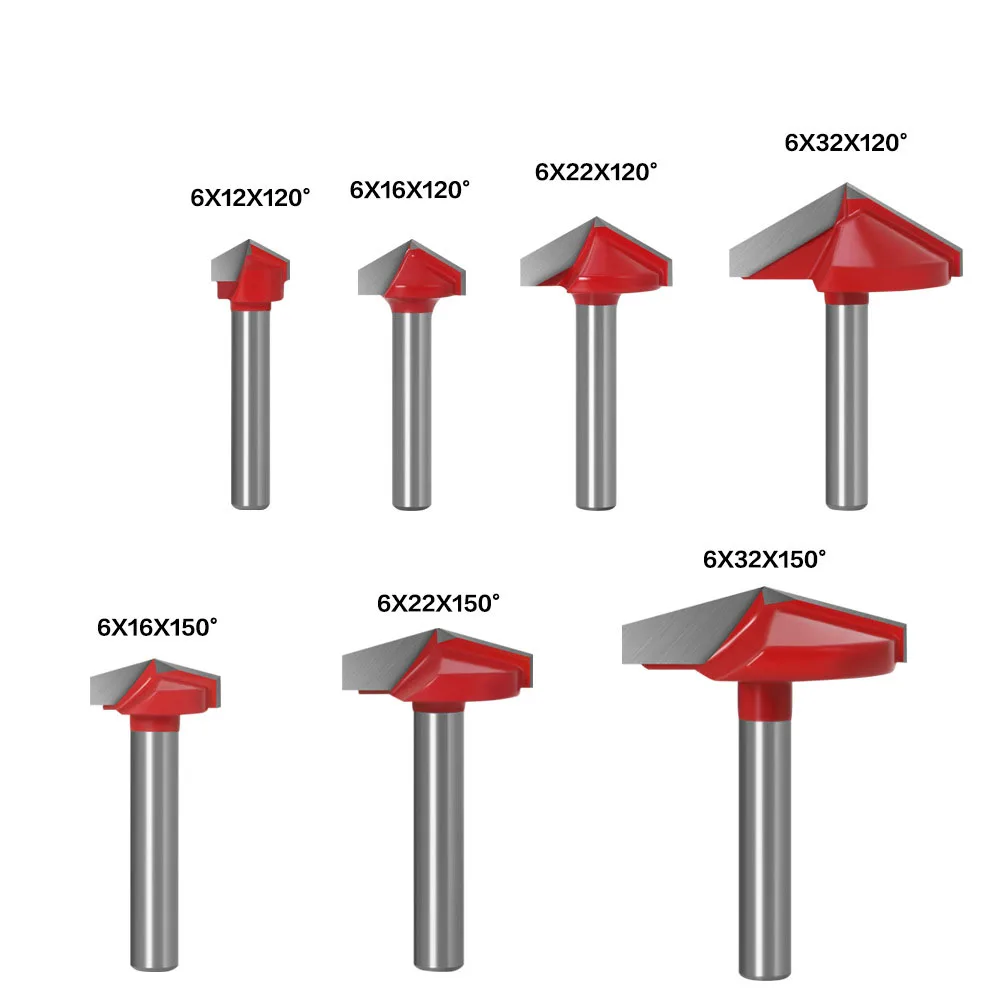 6mm V Bit 1PC CNC solid carbide end mill tungsten steel woodworking milling cutter 3D wood MDF router bit 60 90 120 150 degrees - купить по