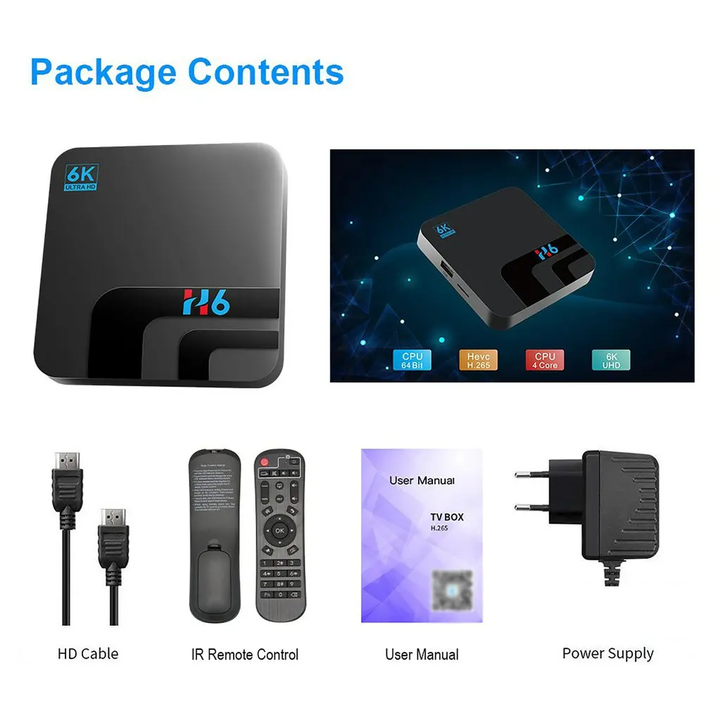 

ТВ-приставка H6 с полным разрешением, 6K, Wi-Fi