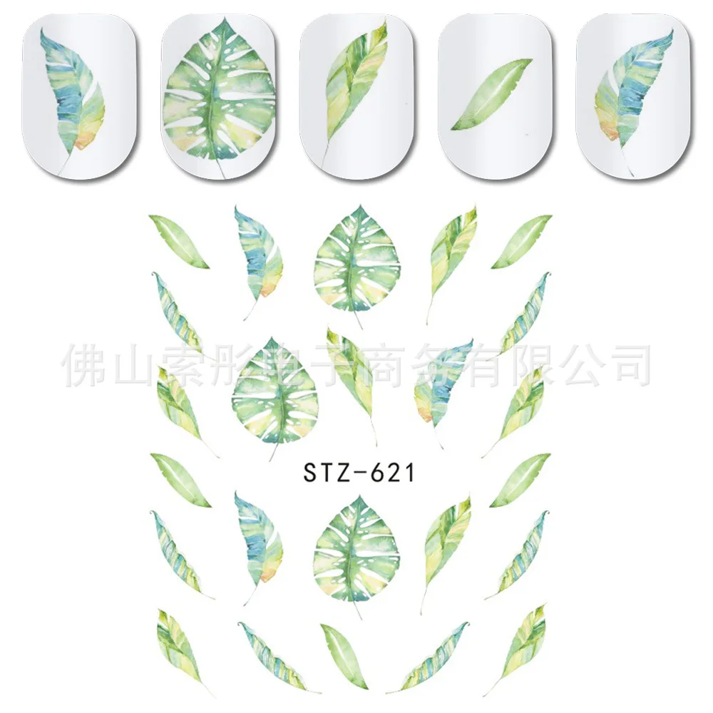 

1Pcs Watercolor Plants Leaves Butterflies INS Sliders Nail Sticker Decal Nail Art Stickers Decoration Water Tattoo Manicure