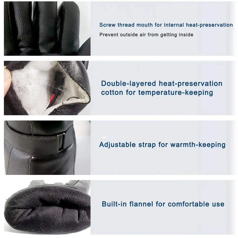 Winter Electric Heating Gloves PU Leather Waterproof Outdoor Cycling Skiing Heated Rechargeable Unisex Sports | Спорт и развлечения