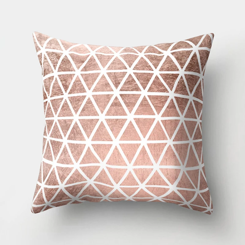 Розовый золотой розовый квадратный чехол для подушки геометрический из