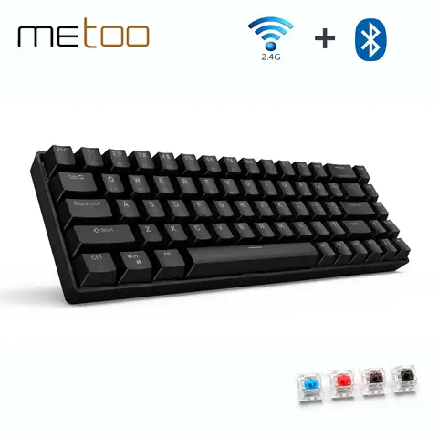 Игровая механическая клавиатура Metoo, 68 клавиш, беспроводная Bluetooth/2,4 ГГц, синий, красный, коричневый переключатель для Mac, Windows, Android