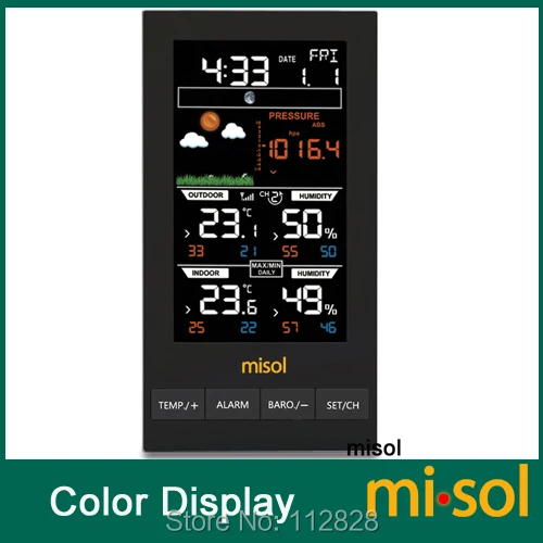 Беспроводная метеостанция с 3 датчиками канала цветной экран|Приборы для