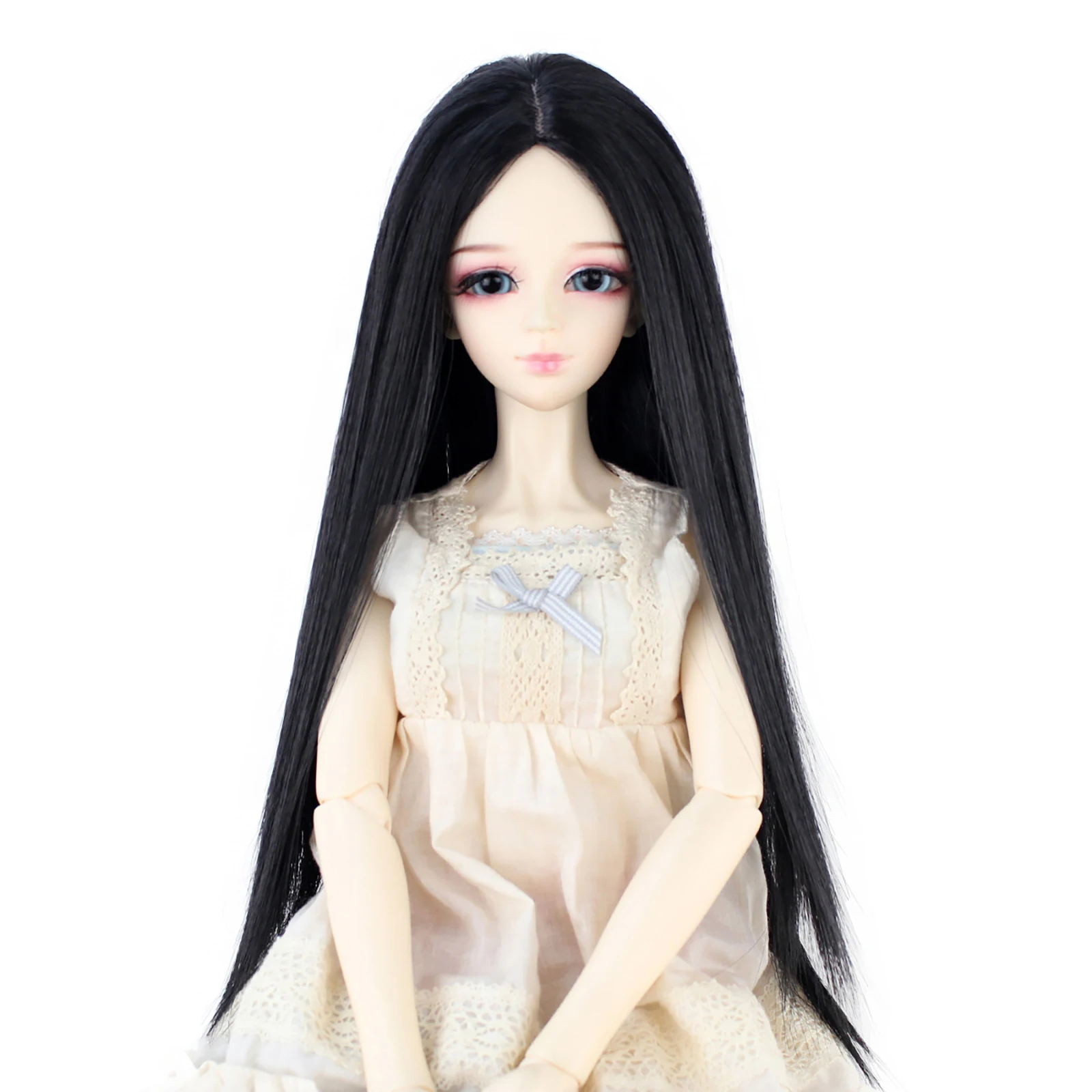 

Miss U Hair Long Straight 8-9" 1/3 BJD MSD DOD Pullip Dollfie Doll Wig Centre Parting DIY Making Hair Accessories