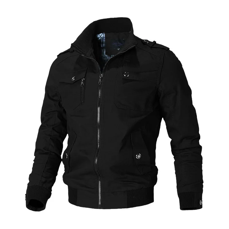 

Men Fashion Bomber Jackets Spring Autumn Outwear Stand Slim Military Jacket Casual Windbreaker Jacket Coats
