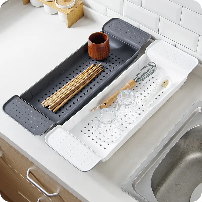 

Поднос для ванны, Многофункциональный пластиковый Регулируемый Поднос для ванны, поднос для душа, бокала для вина, книга, сливная корзина для ванной, кухни