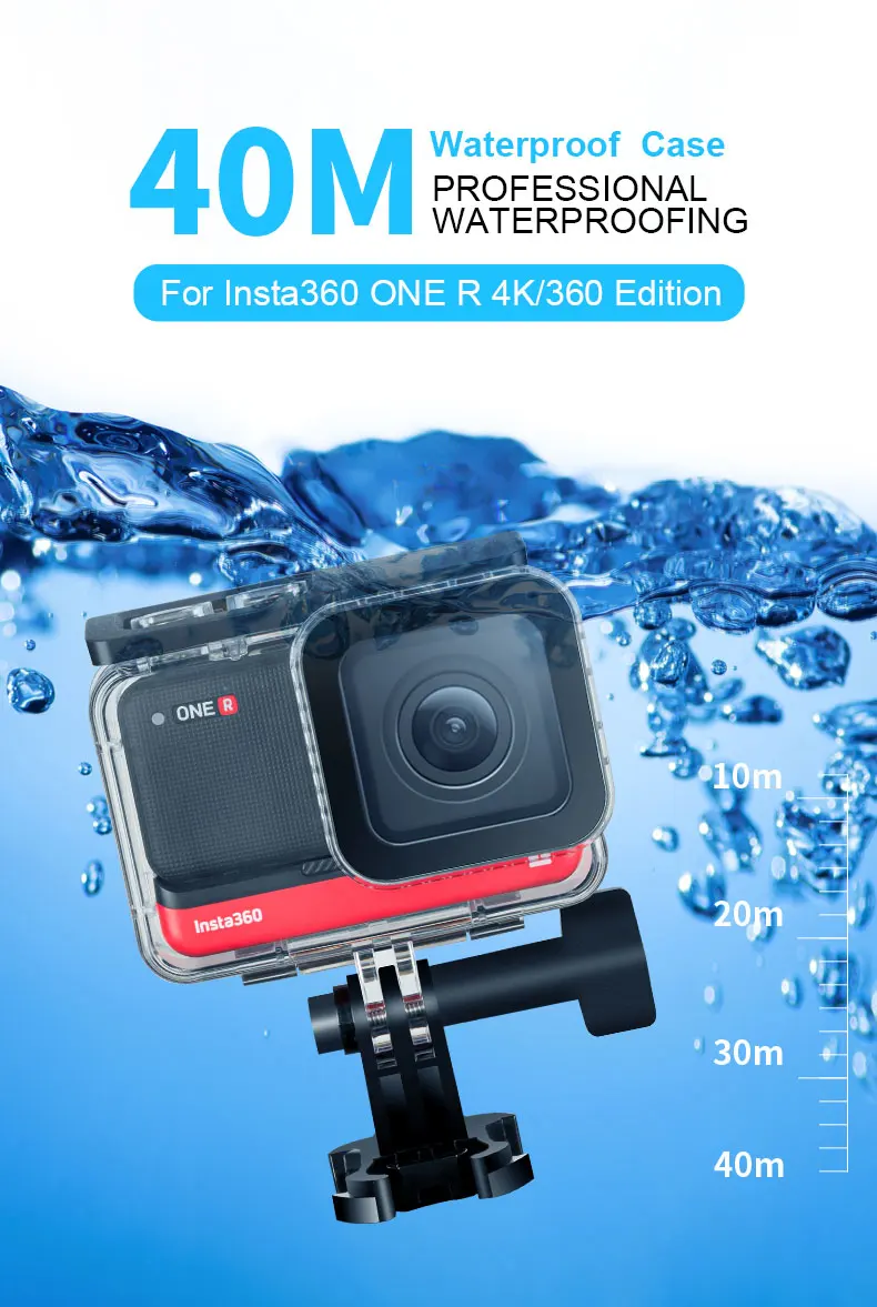Подводный водонепроницаемый чехол TELESIN 40 м Защитная сумка для хранения Insta360 ONE R 4K