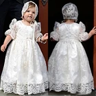 Кружевное детское платье с круглым вырезом и коротким рукавом