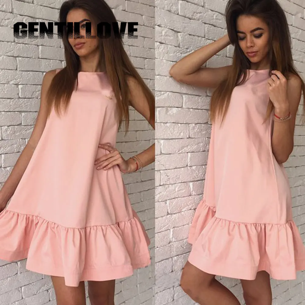 

Fashion Solid Women Sexy Ruffles Off Shoulder Dresses Sleeveless Bodycon Designer Elegant Female Short Dresses A-Line Vestidos