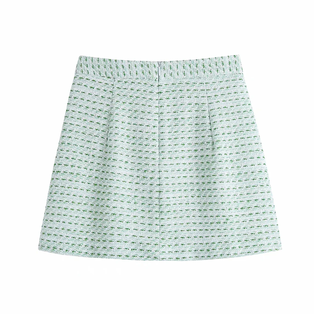 Женский твидовый комплект из двух предметов XEASY зеленый винтажный офисный