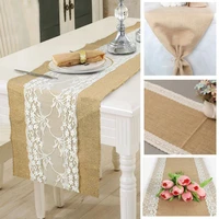 hessian burlap table runner weding flower lace natural rustic vintage decor