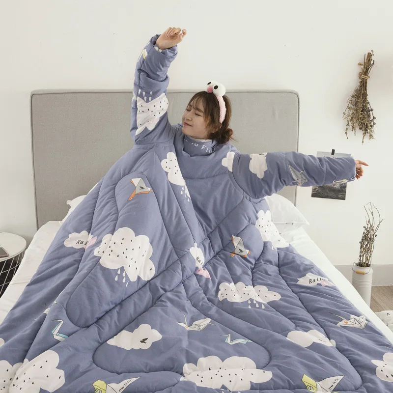 

Winter Comforters Lazy Quilt With Sleeves Family Throw Blanket Hoodie Cape Cloak Nap Blanket Dormitory Blanket Covered Mantle