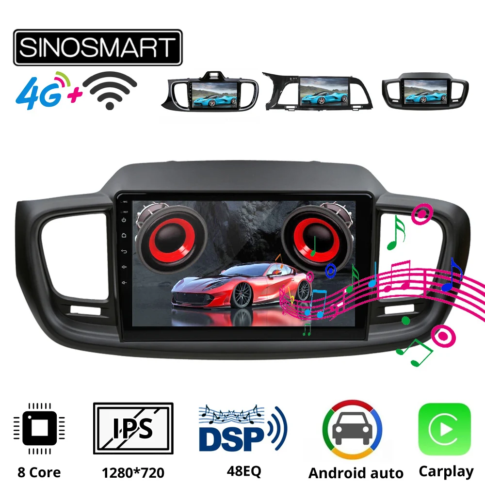 Sinosmart автомобильный радиоприемник с навигацией GPS для Kia Sorento 2015 2018 K4 2014 2017 Cachet Pegas