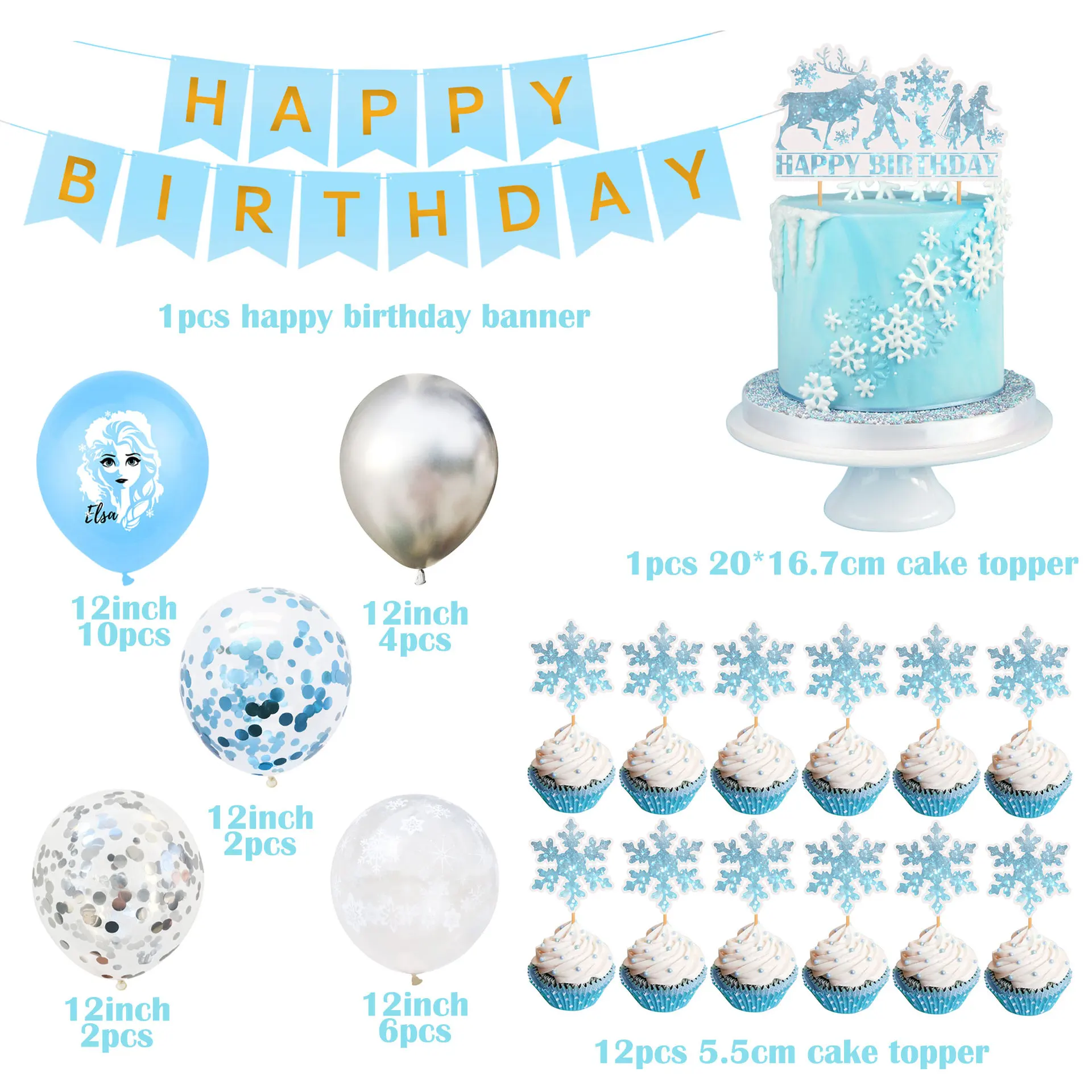 

Frozen Party Snowflake Confetti Latex Balloon Set Adult Kids Birthday Party Decoration Baby Shower Decor Balloons Globos