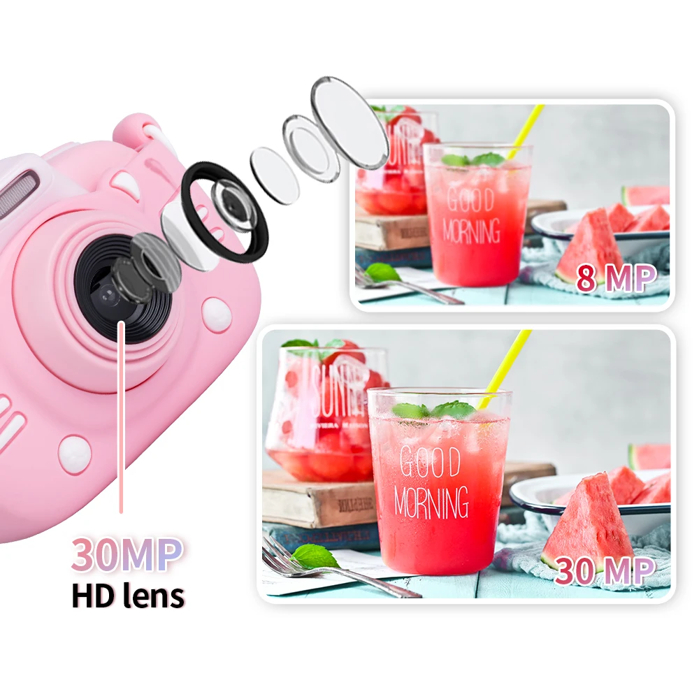 Детская цифровая камера 30MP 2,4 дюймовый ips экран 1080P HD видео селфи мини SLR детская игрушка камера для рождественских подарков Minibear