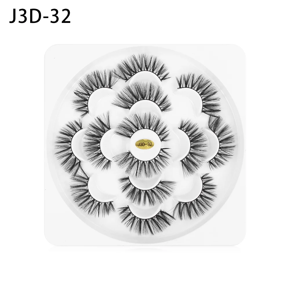 J3D-32 7 пар, 5D, накладные ресницы из норки, толстые, длинные, безжалостные ресницы, ручная работа, наращивание ресниц, Женский инструмент для макияжа глаз - Цвет: J3D-32