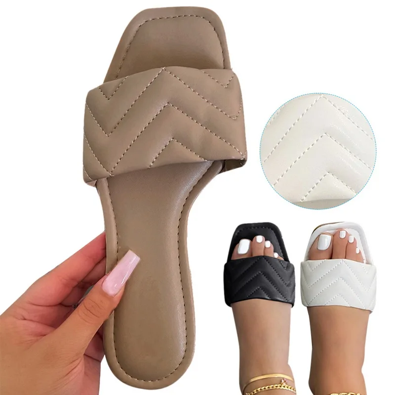 

2021New Women's Summer Sandals Flat Heel Fashion Fashion Outerwear Flat Beach Shoes Flip Flops Casual Women Slippers Flats Shoes