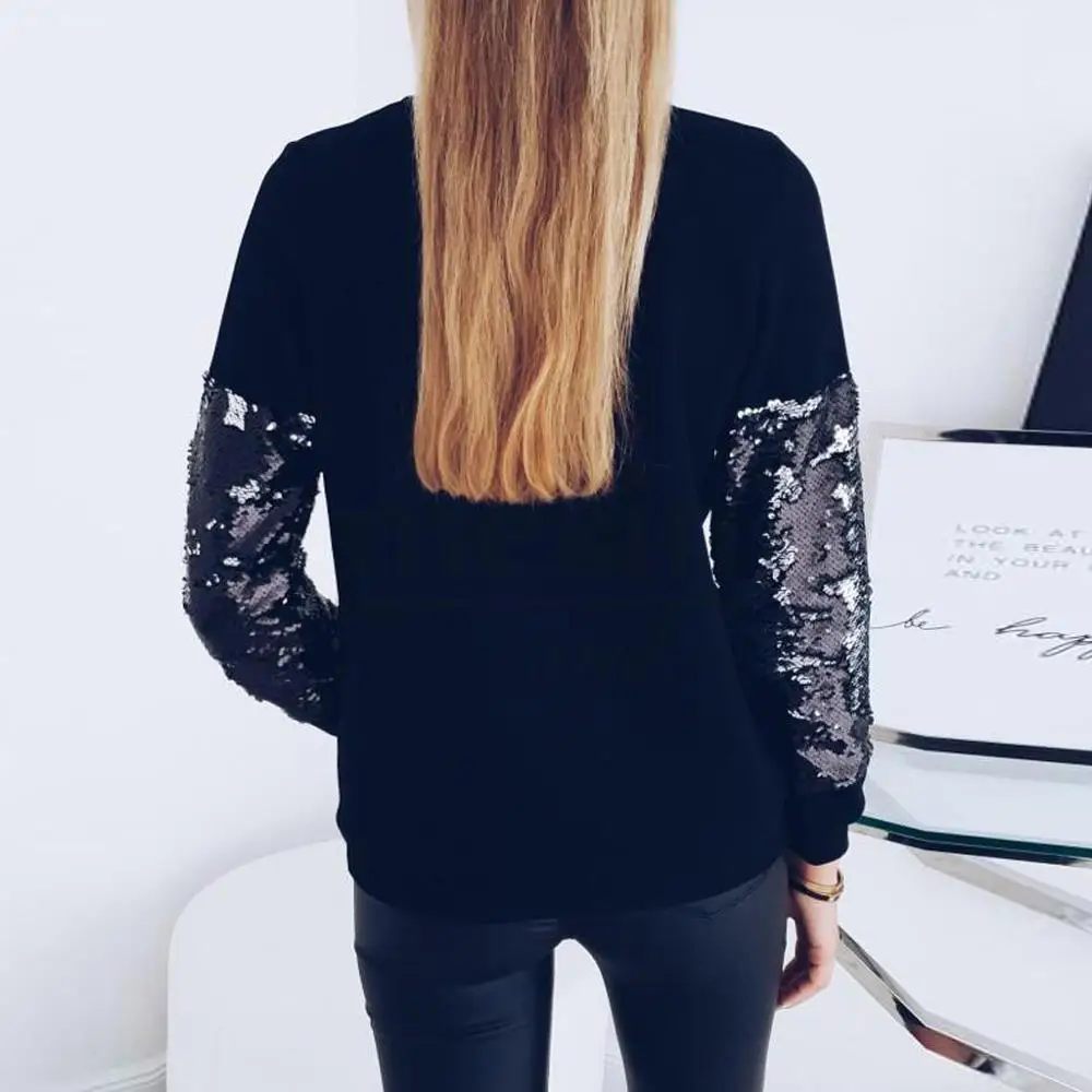 Europe fashion sequins sweater Pullovers Sweater Winter New Hot Fashion O-neck Sequined Long Sleeve Knit Sweaters Pullovers