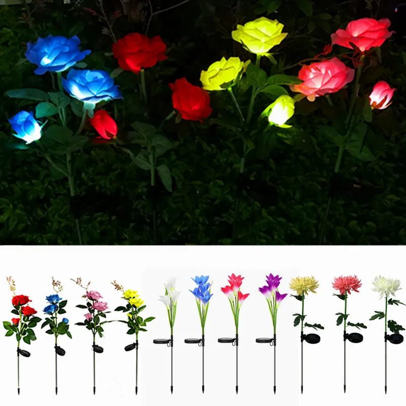 

Waterproof Solar Led Light Outdoor Solar Lamp Color Lily Flower/Rose Solar Light Garden Decoration Ourdoor Lawn Pathway Lights