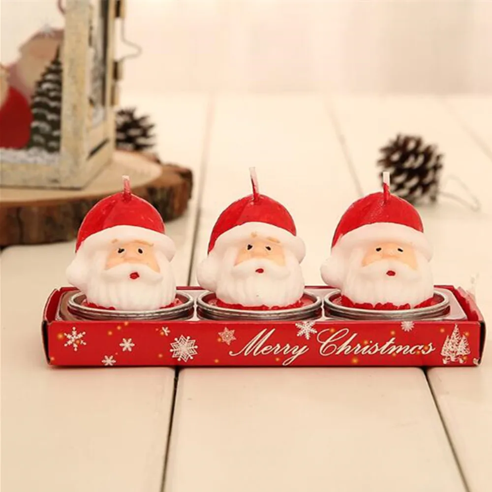 3pcs Santa Claus Рождественские украшения для дома 3 шт Короткие свечи держатель новогодний вечерние Рождественский подарок-украшение adornos de navidad - Цвет: 3pcs Santa Claus