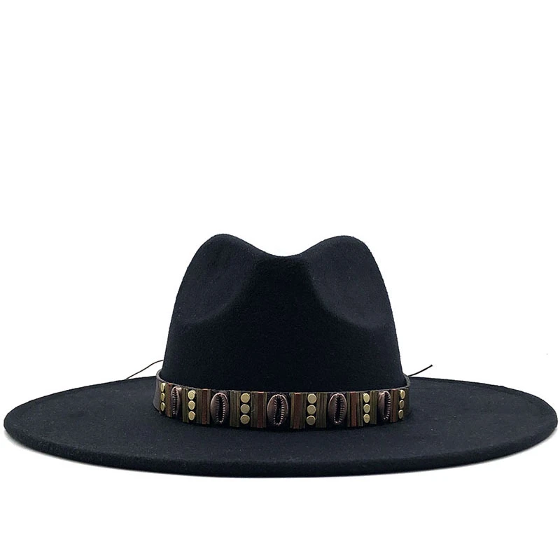 Новая Черная Мужская большая шерстяная шляпа Fedora с широкими полями для женщин и