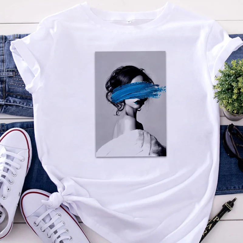 Футболка женская в стиле Харадзюку с коротким рукавом и круглым вырезом | Женская