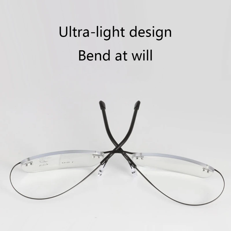

Progressive Reading Glasses Flexible Multifocal Computer Readers for Women Men Rimless Eyeglasses Eyewear
