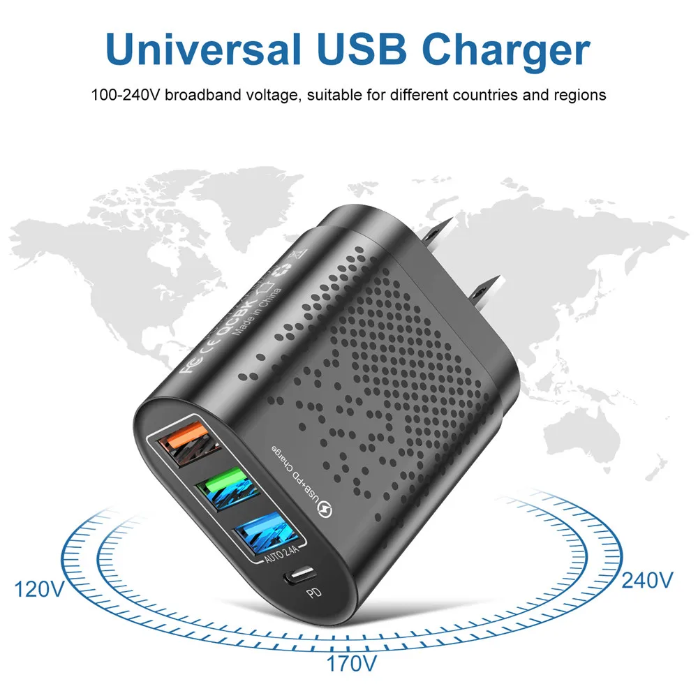 Зарядное устройство USB C быстрая зарядка светодиодная подсветка зарядное для iPhone