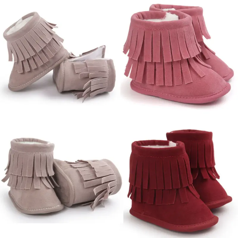 Милые ботинки для новорожденных мальчиков и девочек хлопковые однотонные зимние