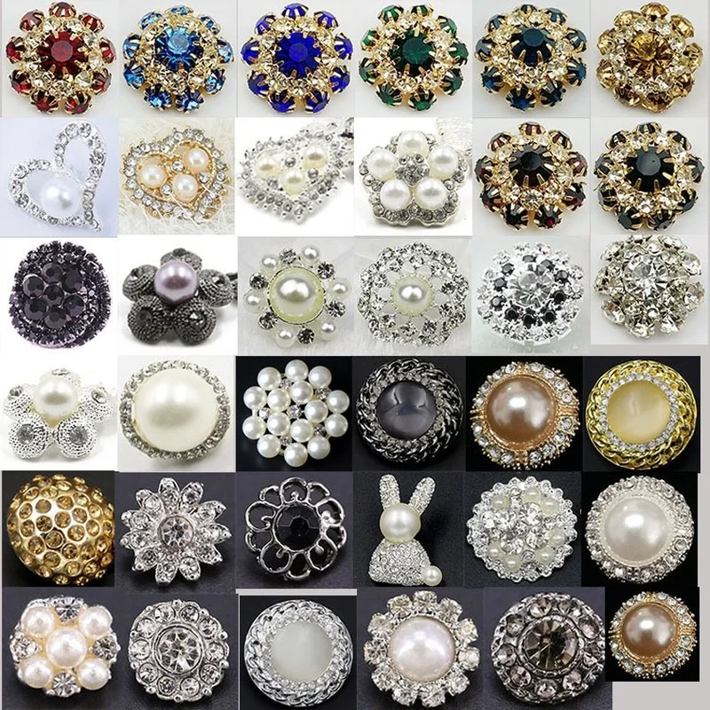 

2pcs/bag High-quality Fashion Metal High-end Rhinestone Buttons DIY Sweater Suit Plush Skirt Decorative Buttons