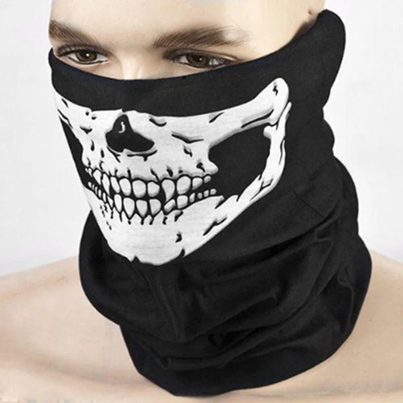 

2021 New Skull Bandana Ski Skull Halloween Neck Half Face Mask Cycling Ghost Scarf Neck Bandanas Ski Sport Hiking Scarves