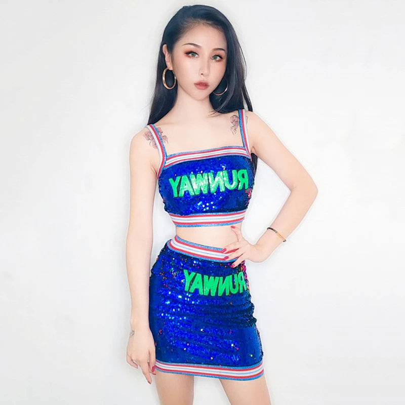 Сценические костюмы для певцов ночной клуб фестиваль наряд болельщик синий