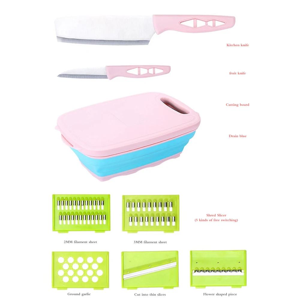 Многофункциональная разделочная доска складная сливная корзина набор кухонных