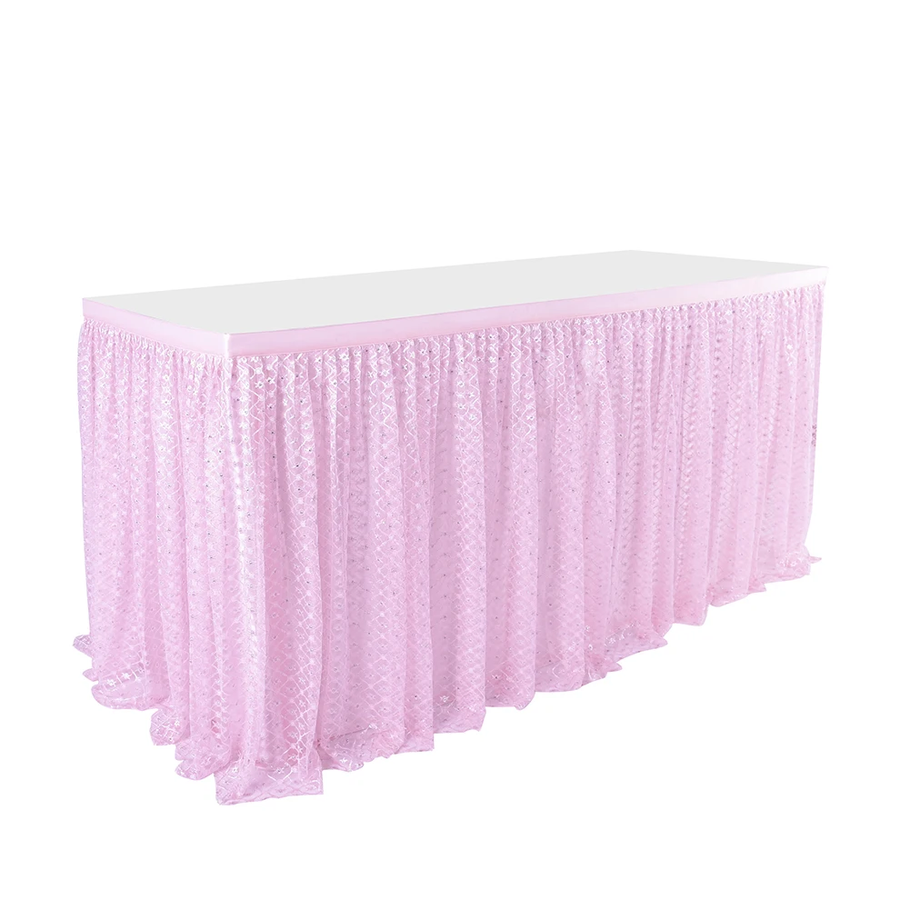 Розовая Тюлевая юбка для стола пушистая скатерть на день рождения женское