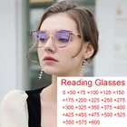 2021 Роскошные Брендовые очки для чтения кошачий глаз плюс от 0 до + 6,0 блестящая боковая оправа для женских очков компьютерные очки с защитой от сисветильник