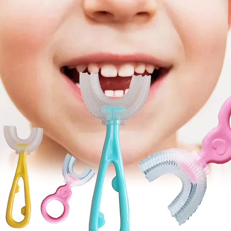 

Детская зубная щетка, U-образная силиконовая щетка для чистки зубов, для детей 2-12 лет, Детская щетка, уход за зубами, чистка полости рта