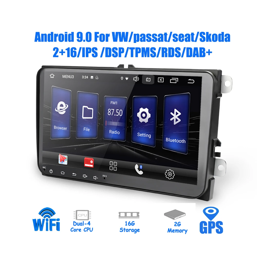 Автомобильный радиоприемник 9 'Android 0 для Skoda/SEAT/Passat 2 din android автомобильный DSP IPS