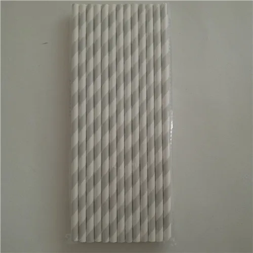 stripe gray 25 шт. золотистого и серебряного цвета, в форме сердца, звезды, фольги, в полоску, бумажные соломинки для детей, дня рождения, свадьбы, вечеринки, для детского душа, для украшения мероприятий, для питья - Цвет: stripe gray