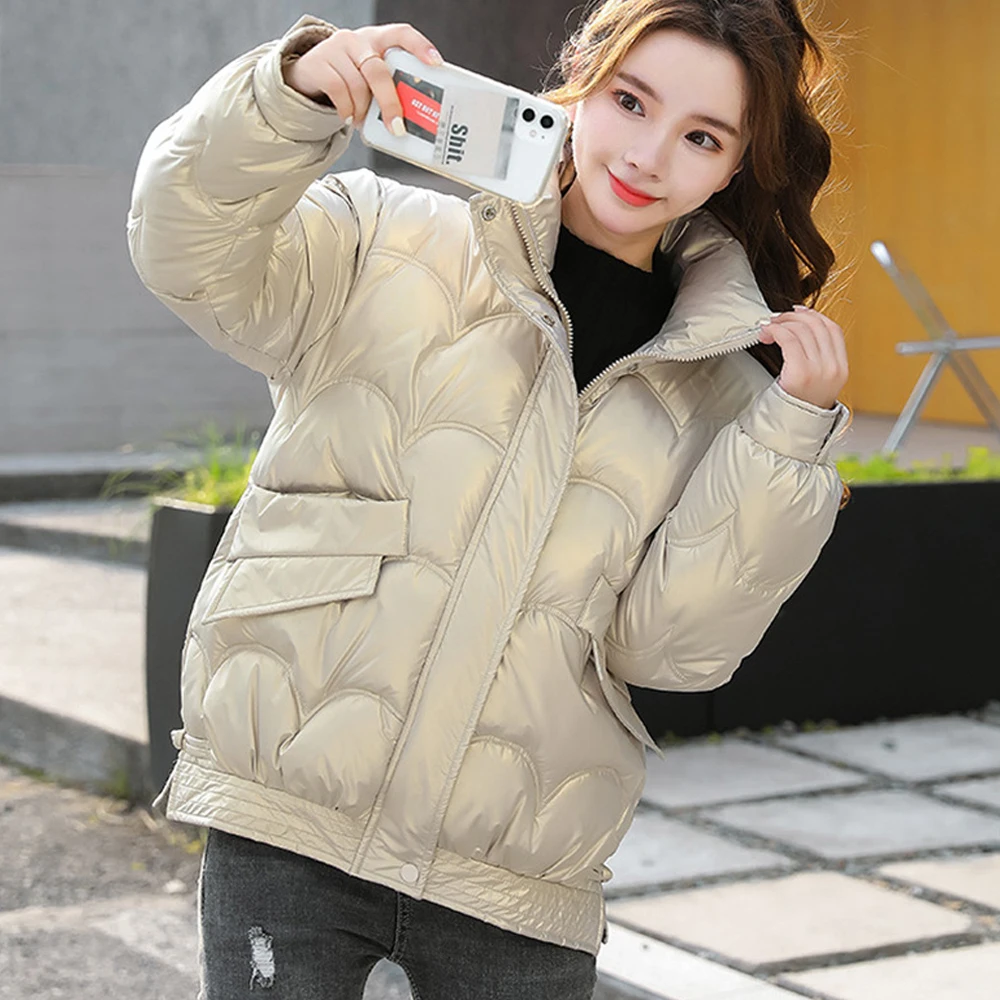 WQJGR Winter Jacket Women Parkas Full Sleeve Thick Oversize Cotton Korean Style Female 2021 Coat Stand Up Collar