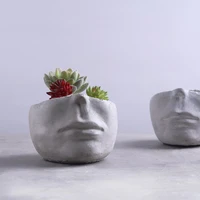 new silicone concrete mold for succulent plant flower pot face sculpture shaped diy gypsum cement planter pot mould